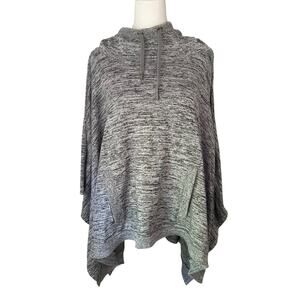Athleta heather gray knit hooded poncho size M